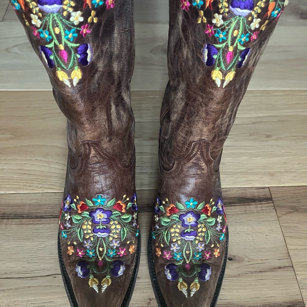 Old Gringo Sora Embroidered Brown Leather Boots